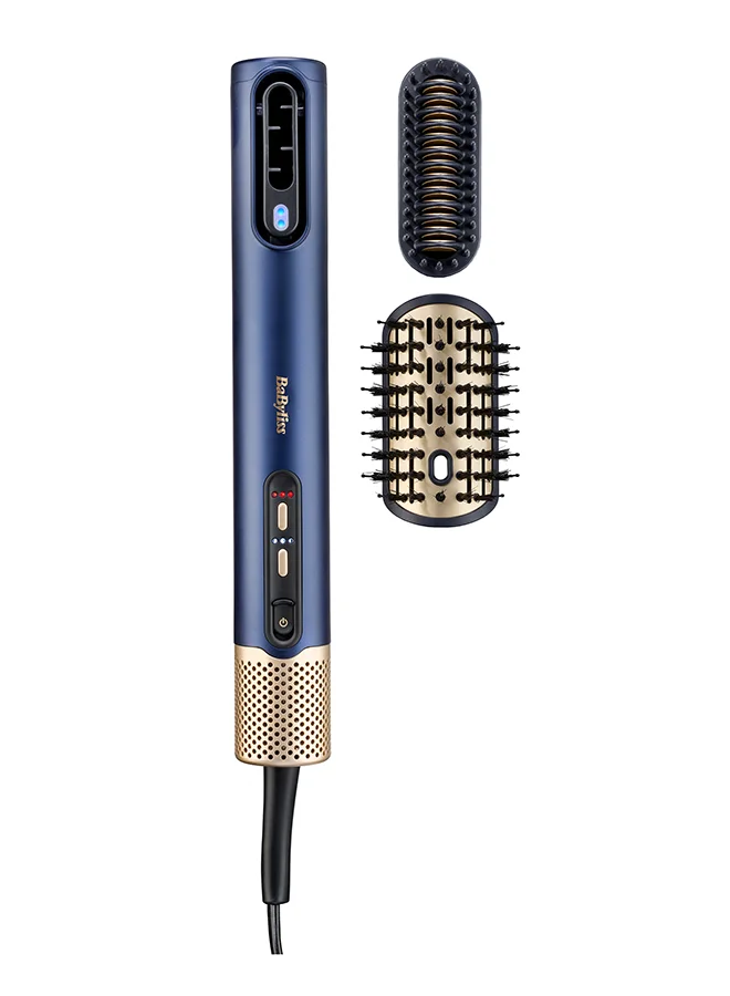 Premium 3-in-1 Hair Dryer Straightener and Hot Air Brush with Ion Technology and High-Speed Motor (Blue, 3 Attachments) w5vaz