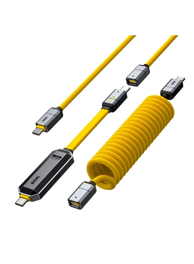 Premium 2-in-1 USB-C Fast Charging Cable and 512GB SSD Storage Drive (240W, 1000MB/s, Amber) ap07j