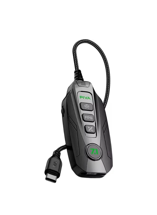 PIVA GS20 Gaming Adapter Hub, 7.1 Surround Sound Card with RGB Lighting, 60W Fast Charging, 3.5mm Audio & Data Transfer for Smartphones and Laptops ge928
