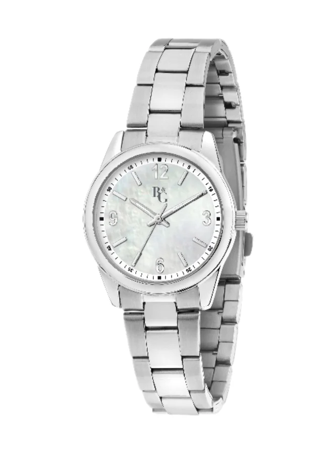 B&G Women's Analog Quartz Watch with Silver Stainless Steel Band (White Dial, 31mm) 5f7l4