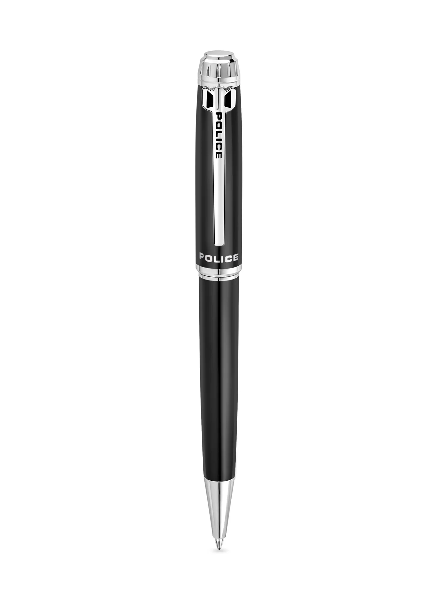 POLICE Aptos Premium Ballpoint Pen with Silver Trims and Blue Ink (Black, 137mm) lsmh0
