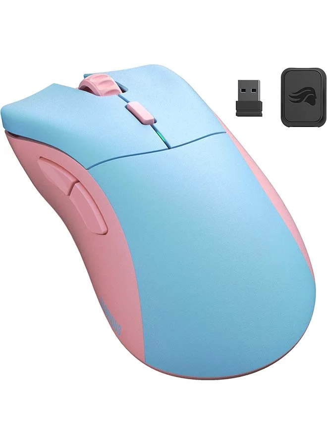 Wireless Gaming Mouse Ultra-Lightweight Ergonomic Optical Sensor with 6 Programmable Buttons (Skyline Forge-Blue and Pink, 58g) 5ue1p