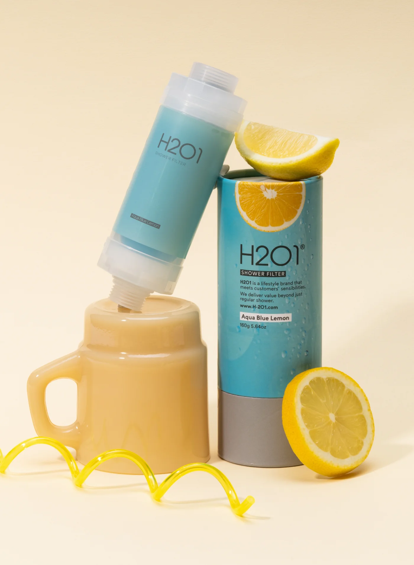 H201 Lemon Scented Shower Filter Premium Water Purification System (Blue, 160g) 2b62h
