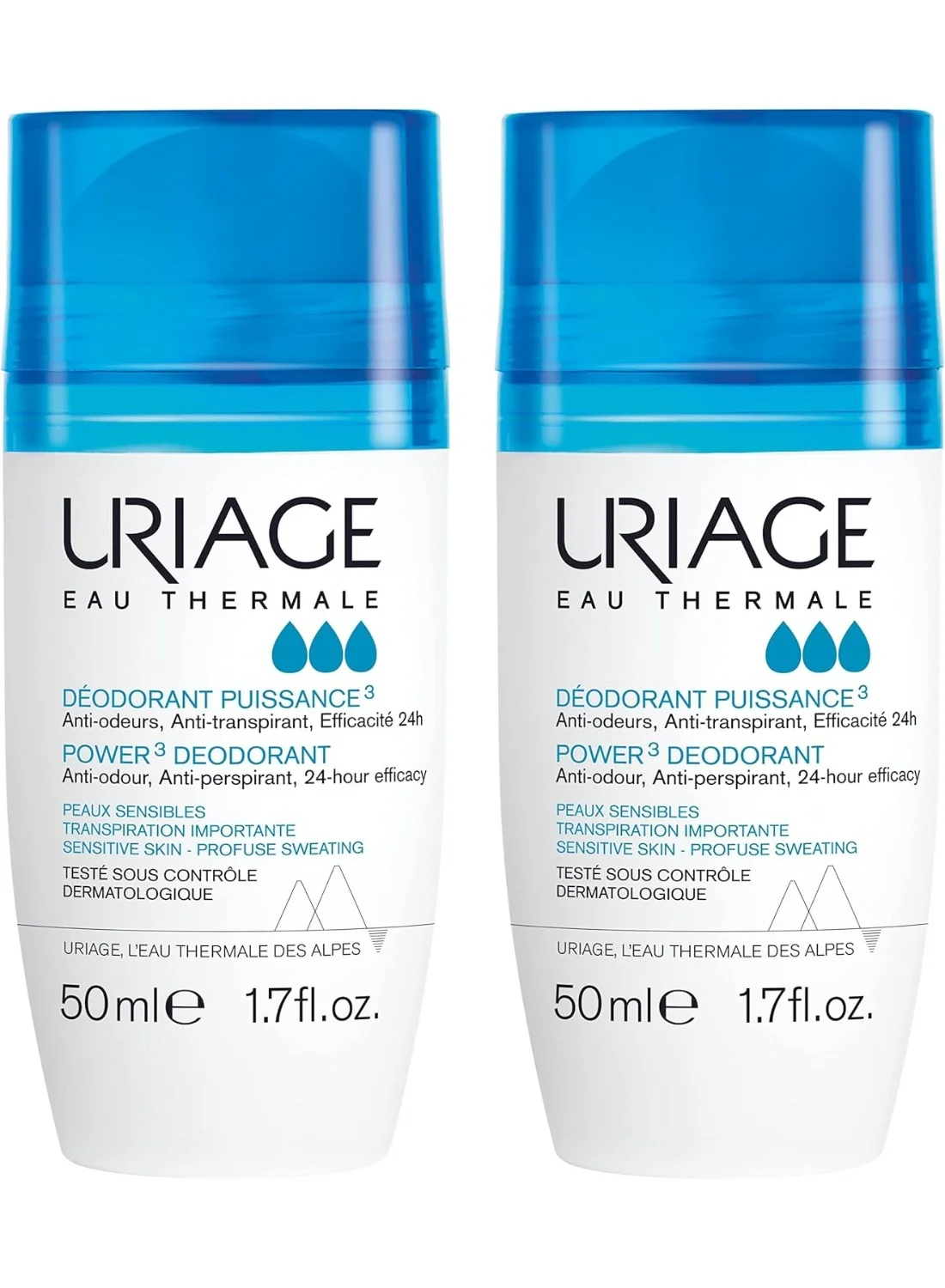 Uriage Tri Activ Roll-on Deodorant 24-Hour Odor Protection (2 x 50 mL) t32vo