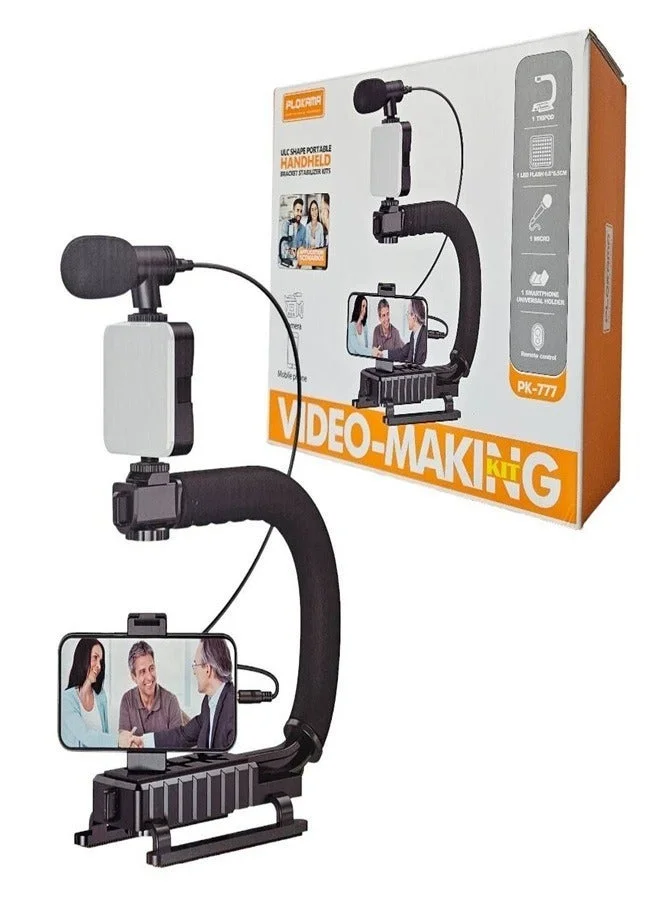 PLOKAMA U-Shape Handheld Camera Stabilizer Bracket for Smartphone and DSLR Vlogging (Black, 25 cm) kuosg