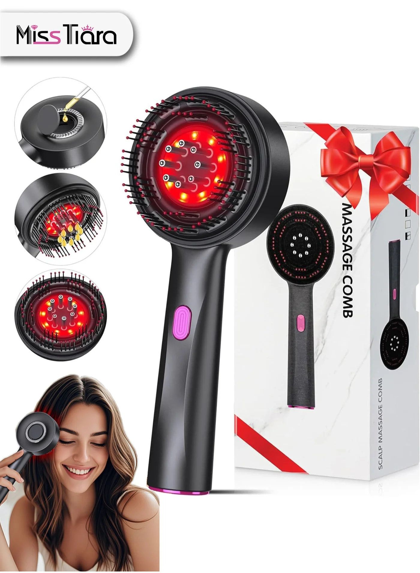 MissTiara 2-in-1 Electric Scalp Massager and Hair Oil Applicator (Waterproof, 30 mL) t1nq4