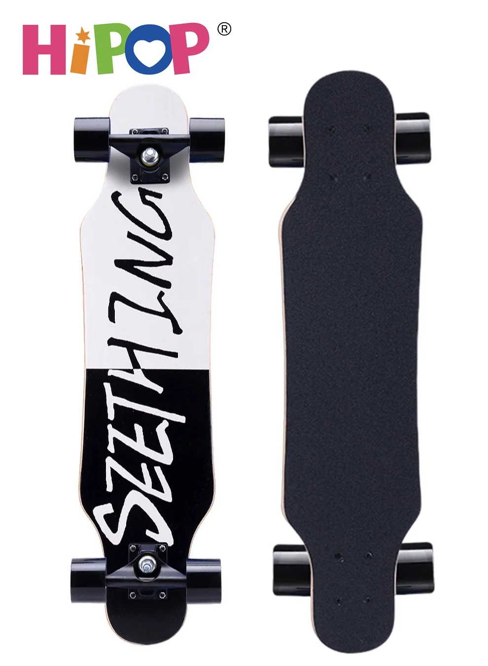 HIPOP Complete Skateboard 7-Layer Maple Wood Deck Non-Slip Surface (80x20x12cm) for Kids and Adults d7mfn
