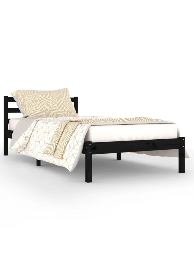 VidaXL Solid Pine Wood Bed Frame Minimalist Platform Design (Black, 90x200cm) x94qe