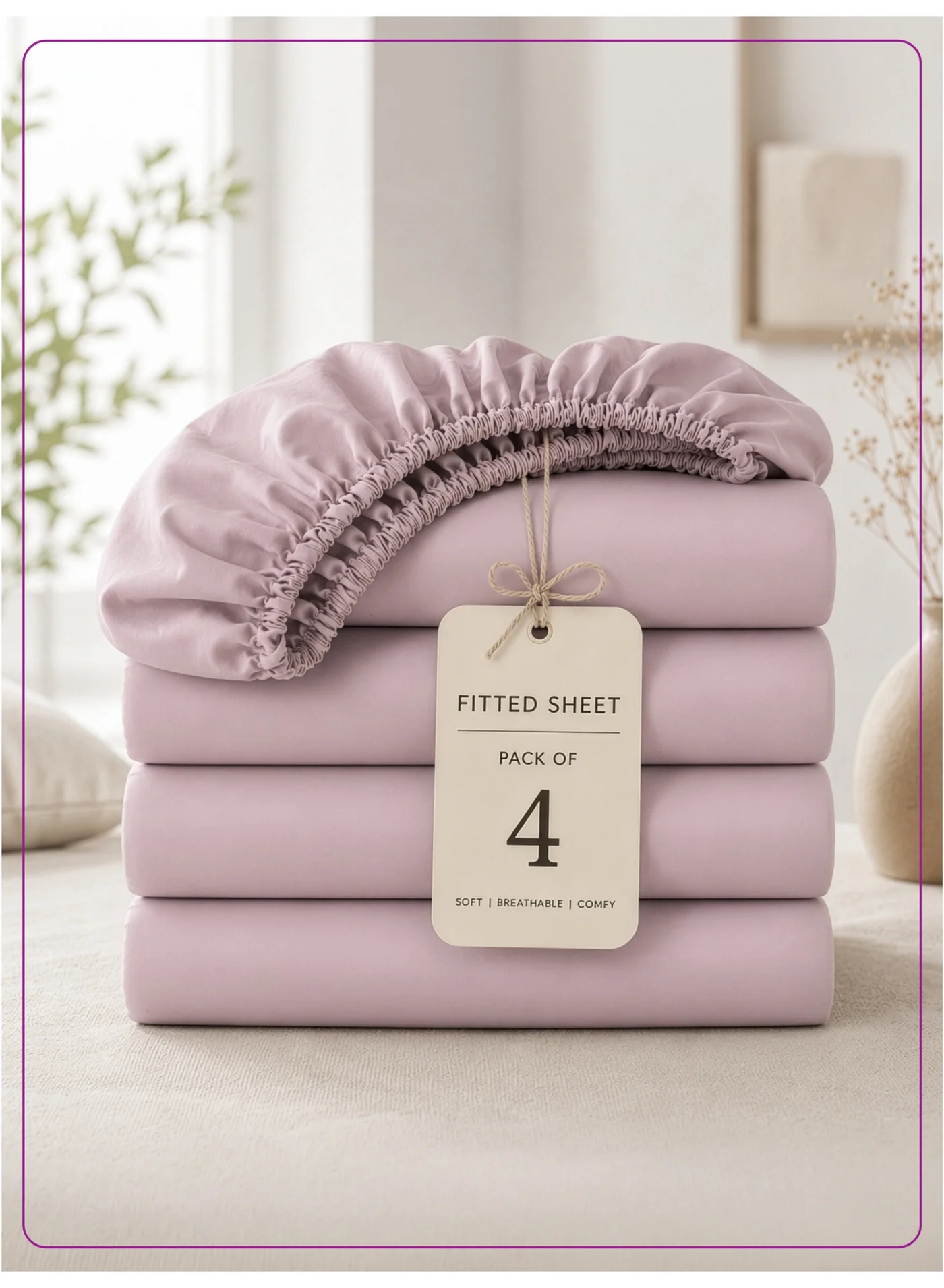 Donetella Super King Fitted Sheets Set (Solid, 200x200 cm, 4-Pack) Premium Brushed Microfiber Deep Pocket Bedding vwrkc