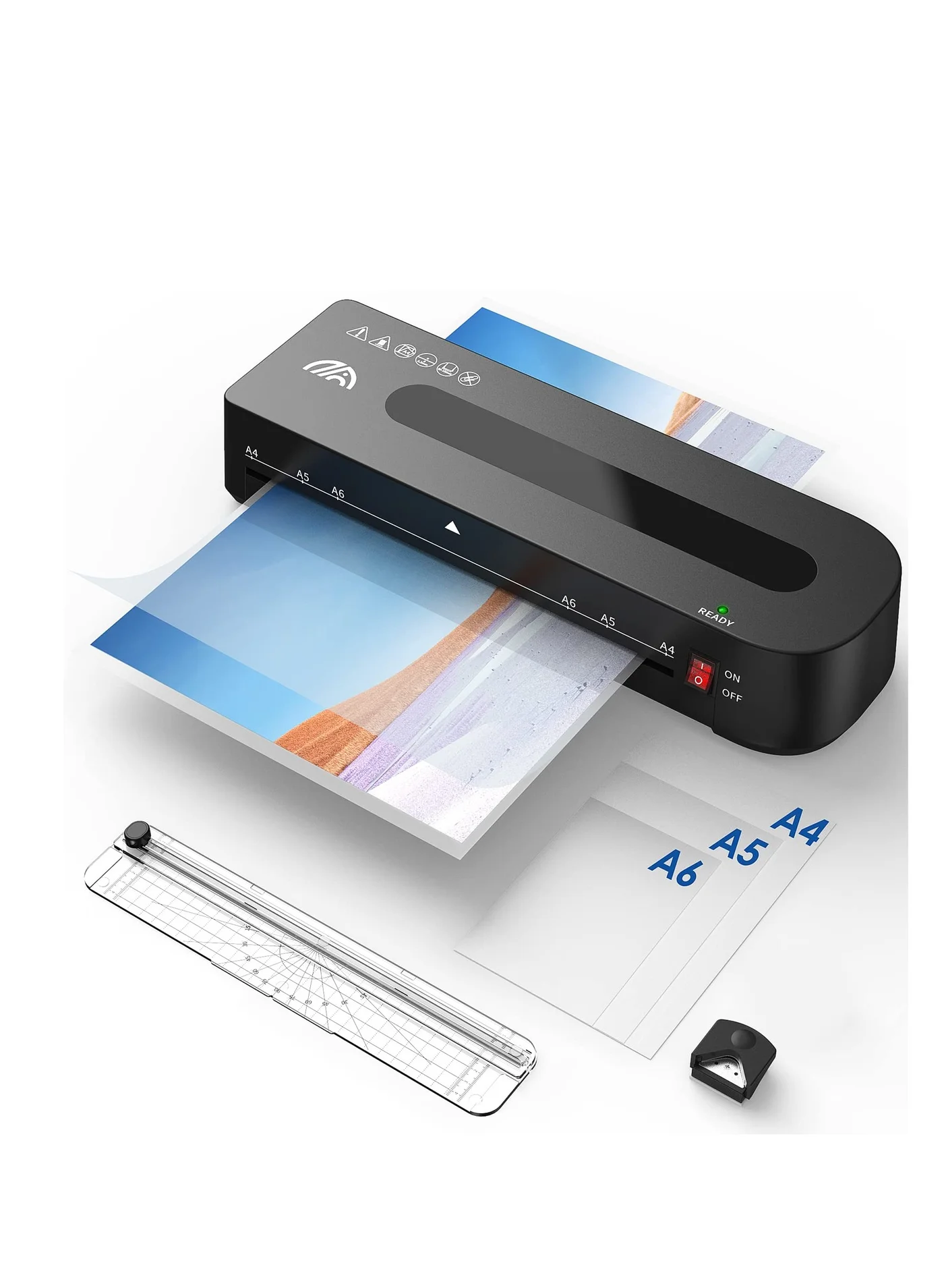 SYOSI A4 Laminator Machine Professional Thermal Laminating Set with 30 Pouches for Home and Office Use (A4, A5, A6) 4n9yp