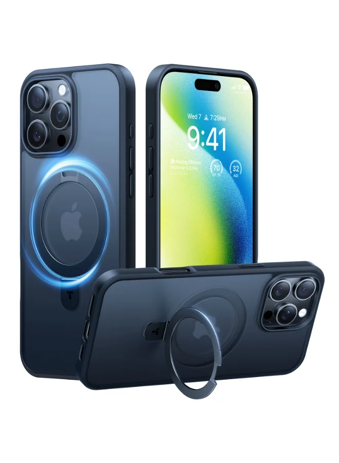 Premium Magnetic Smartphone Protective Case with Integrated Stand, Shockproof Slim Cover for 6.9-Inch Devices (Black) bfv8y