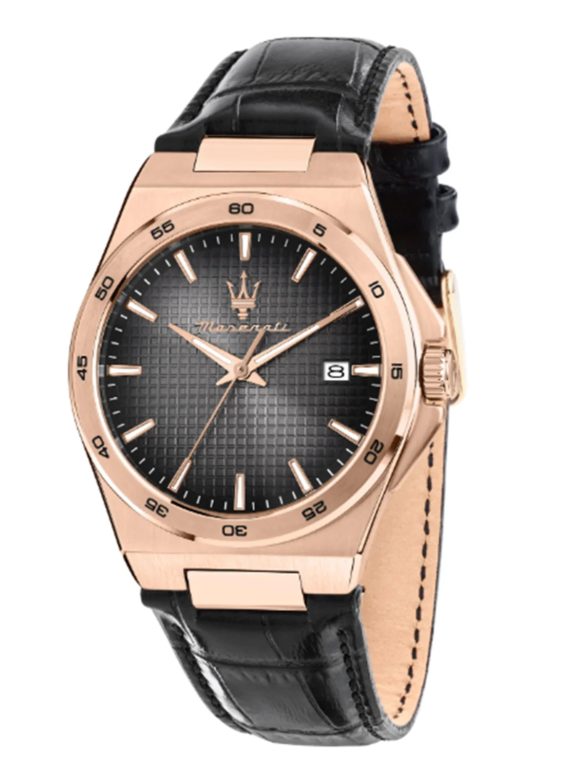 Premium Men's Multi-Function Dial Watch with Genuine Black Leather Strap (Grey, 40mm) fged4