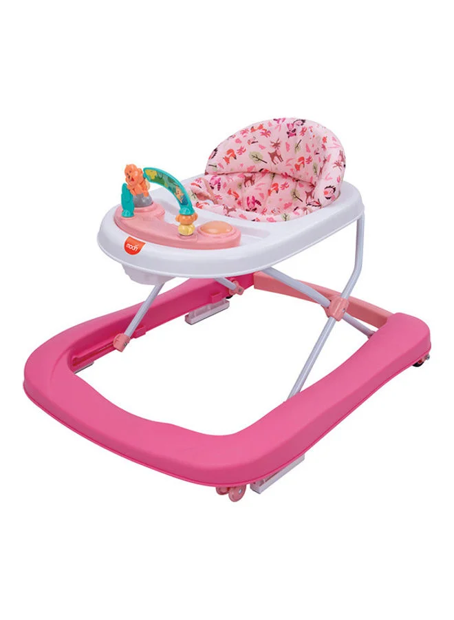 Moon Stride Baby Walker with Music and Food Tray (Rose Pink, Adjustable Height) x0goi