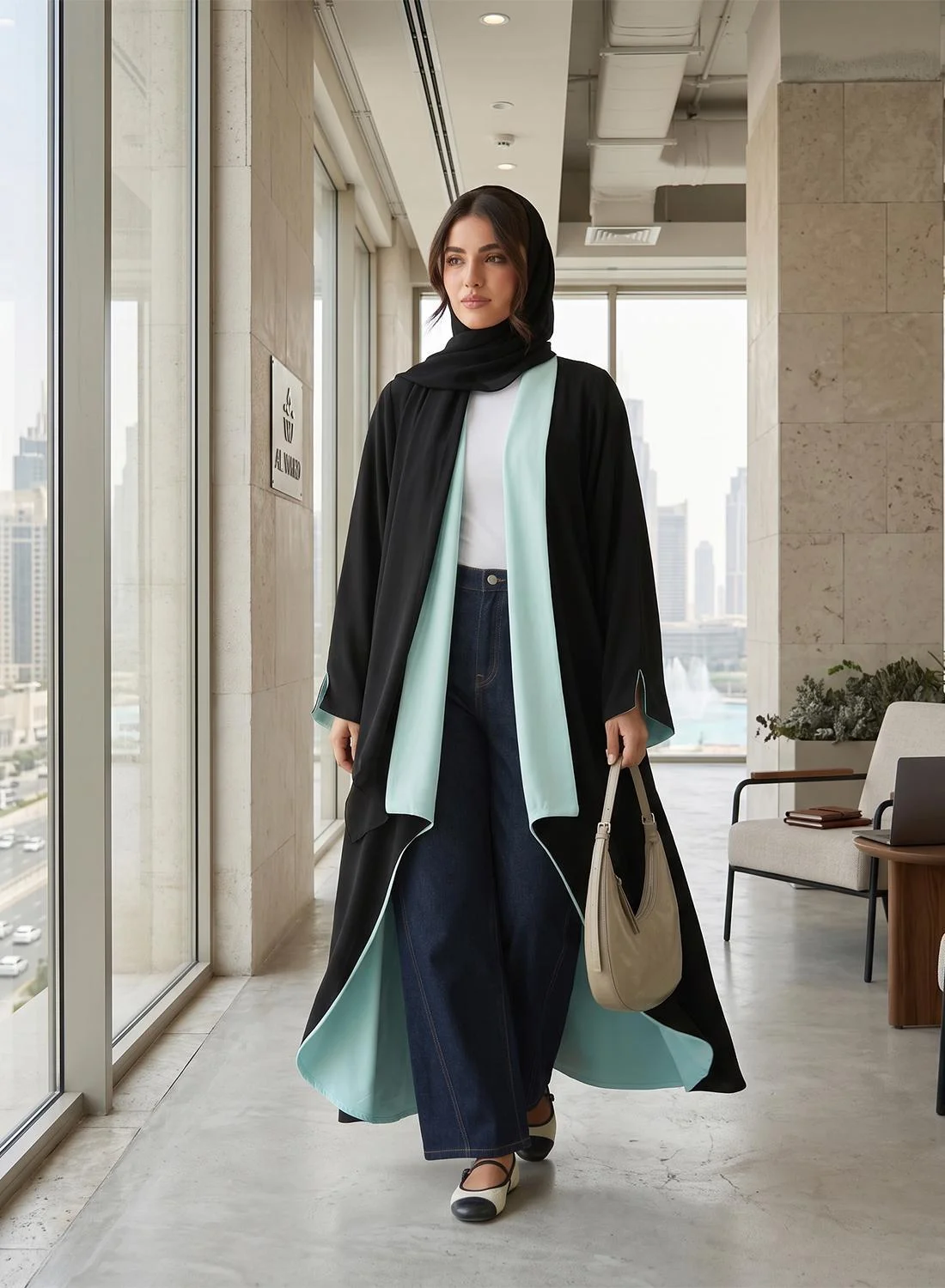 Hayas Closet Embellished High Neck Abaya Premium Elegant Modest Wear for Women (Black, One Size) ok2bi