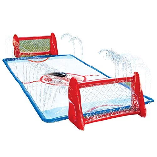 Inflatable Water Knee Hockey Goal Set for Backyard Lawn Play (2 Goals, 2 Sticks, 1 Puck) 1rk6t