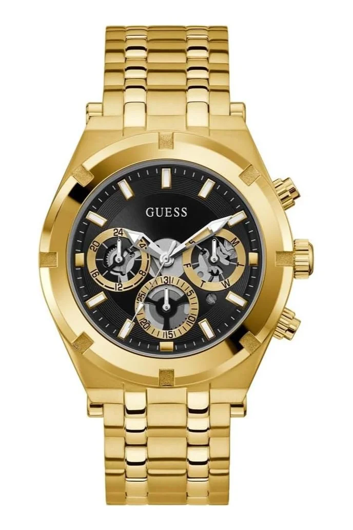 Premium Chronograph Quartz Watch with Stainless Steel Bracelet (Gold, One Size) s6vlf