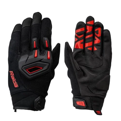 Raida Avantur 2.0 Motorcycle Gloves with Enhanced Knuckle Protection and Touchscreen Compatibility (Red, Medium) ie4qk