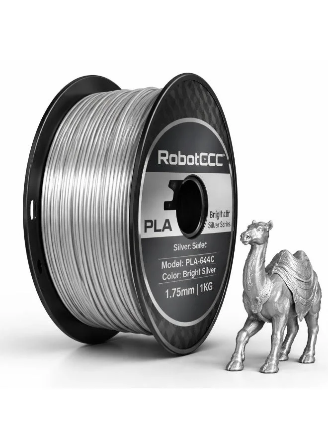 Robotgcc PLA 3D Printer Filament 1.75mm Metallic Silver (1kg) High-Strength Smooth Extrusion Material for Prototyping and DIY Projects ue8pu