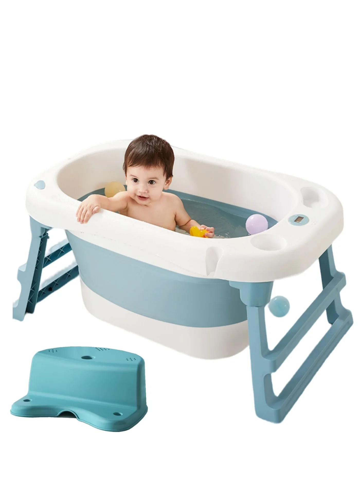 Be a better mom Portable Collapsible Baby Bath Tub with Integrated Thermometer and Seat (Newborn to Toddler) ah386