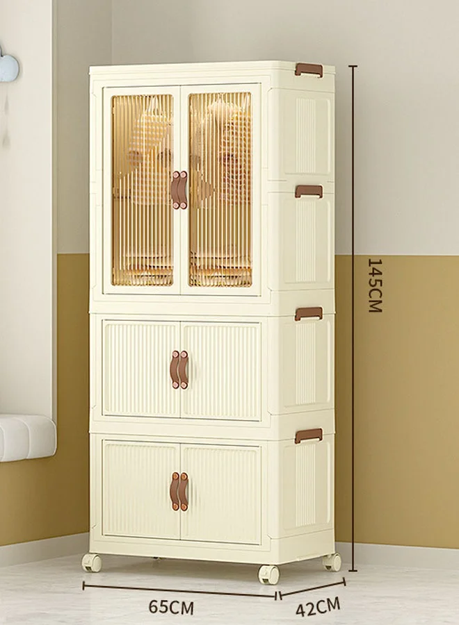 Keke 3-Tier Multi-Functional Storage Cabinet and Children's Wardrobe (Premium Organizer, 100 cm Height) fo7cx