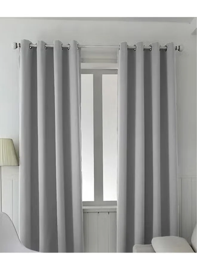 DUNISO Blackout Curtains Set, Thermal Insulated Soundproof Window Drapes with Grommet Top (Grey, 132 x 240 cm, 2-Pack) lfn1h
