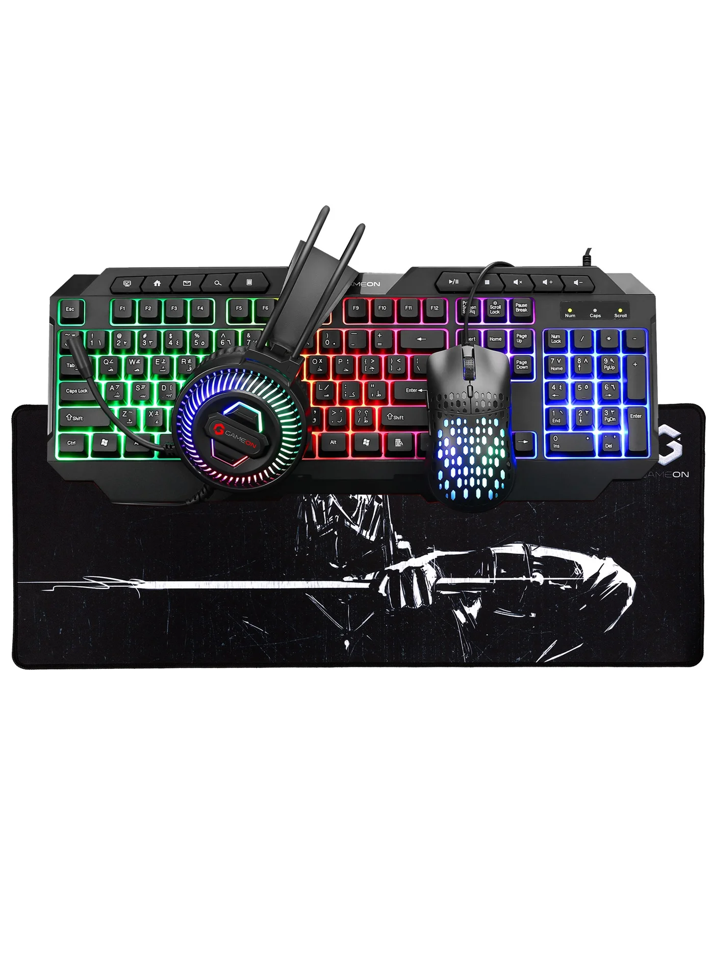GAMEON CYPHER XL All-In-One Gaming Bundle with RGB Backlit Keyboard, Headset, Mouse, and Mousepad (Black) u1syy