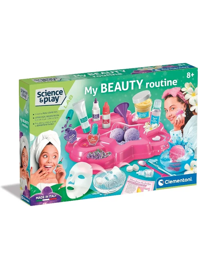 Clementoni Science & Play My Beauty Routine Kit Pretend Play Cosmetic Toy Set (Kids, Plastic, 1 Set) 8n363