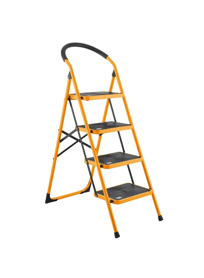 Tolsen Steel Step Ladder 4 Steps Heavy Duty Folding Ladder with Anti-Slip Feet (150kg Capacity) chequ