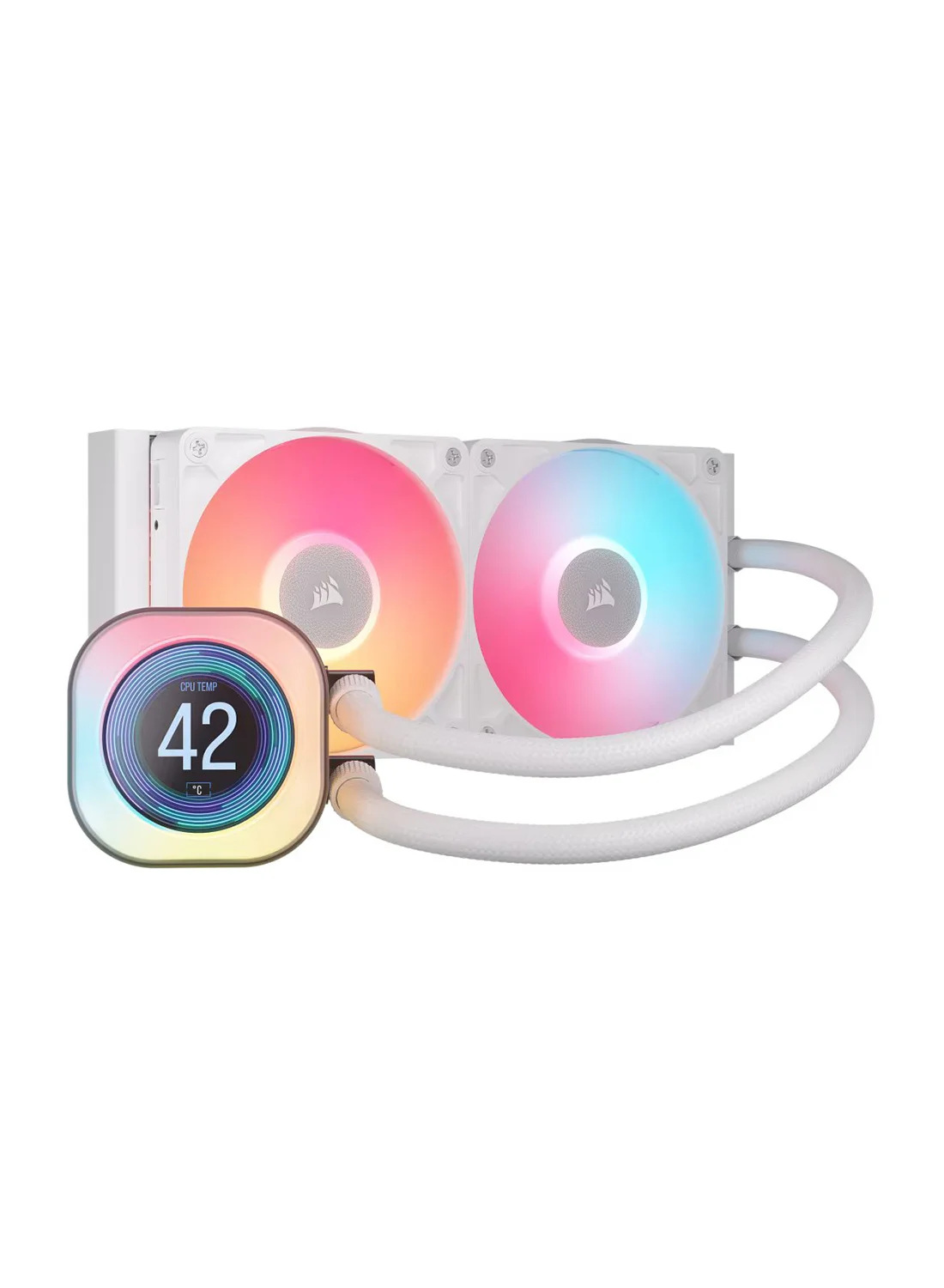 Premium Liquid CPU Cooler with Customizable RGB LCD Display, 240mm Radiator, Dual 120mm Fans, High-Efficiency Pump, Advanced Thermal Management (White, 240mm) zfsp0