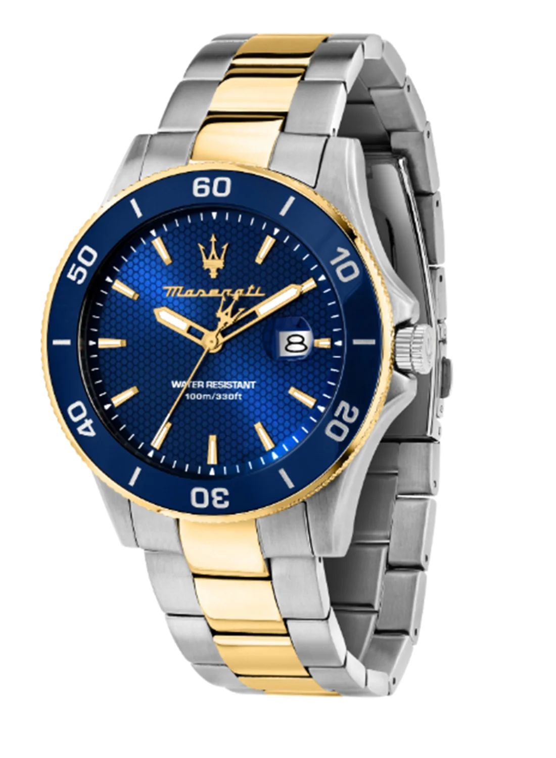 Premium Men's Sunray Dial Gold Stainless Steel Watch (Blue, 43 mm) 4mgeu