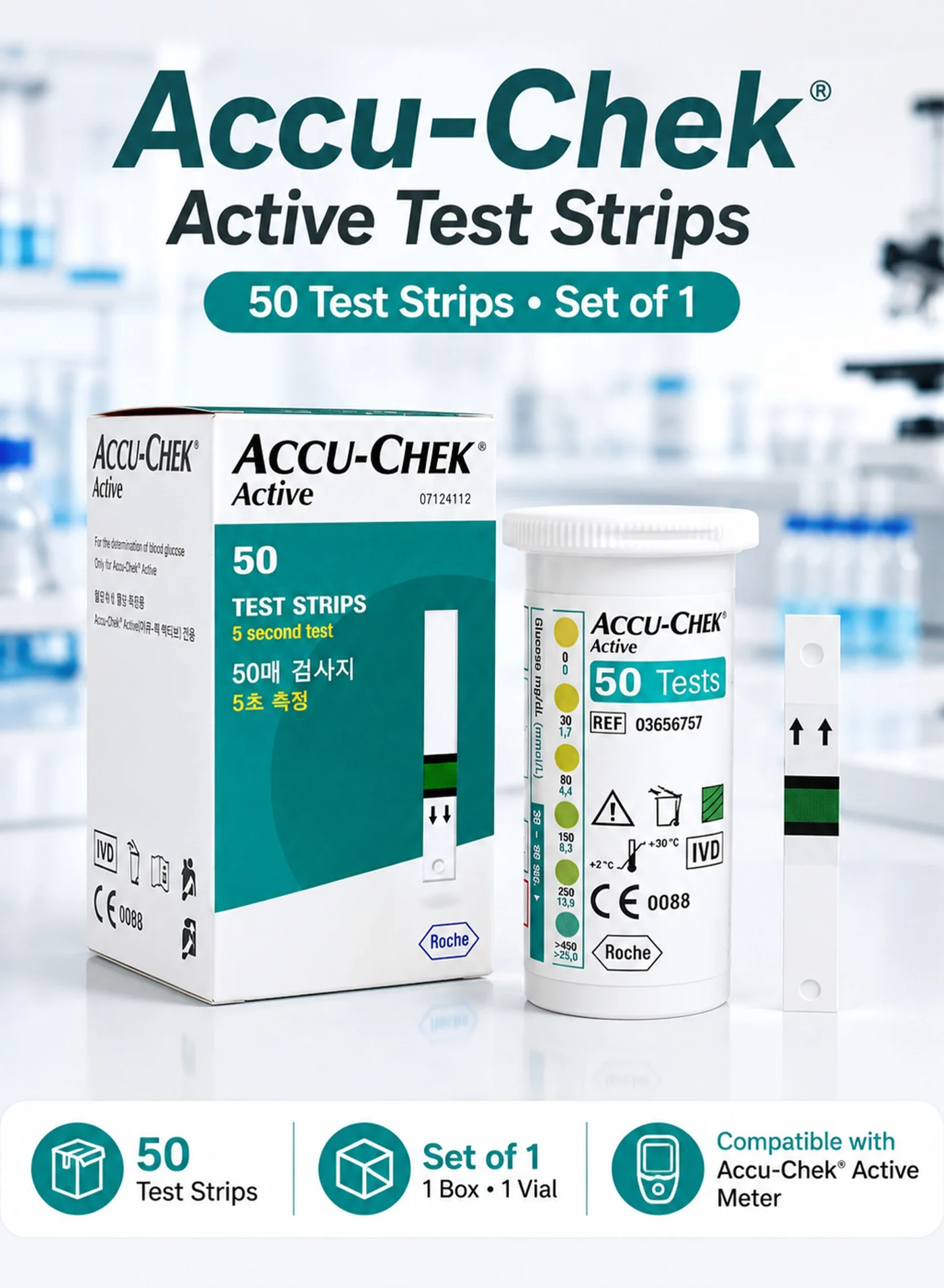 Blood Glucose Test Strips for Monitoring Systems (50 Strips Pack) 8plv1