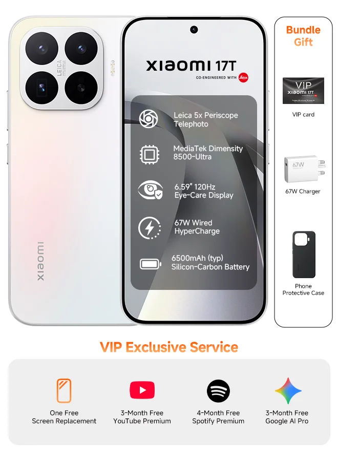 Smart 17T 5G Smartphone Dual SIM 12GB RAM 256GB Storage (Optical White, 6.59-inch Display) pi2be