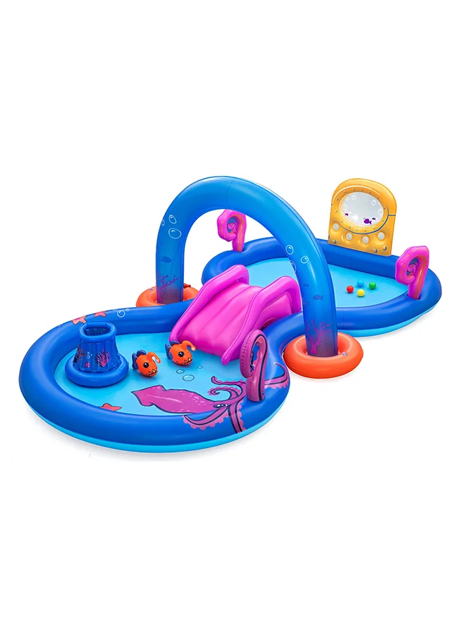 Sea Odyssey Inflatable Kids Play Center with Water Slide and Sprinkler Arch (330cm x 188cm x 117cm) psi7y