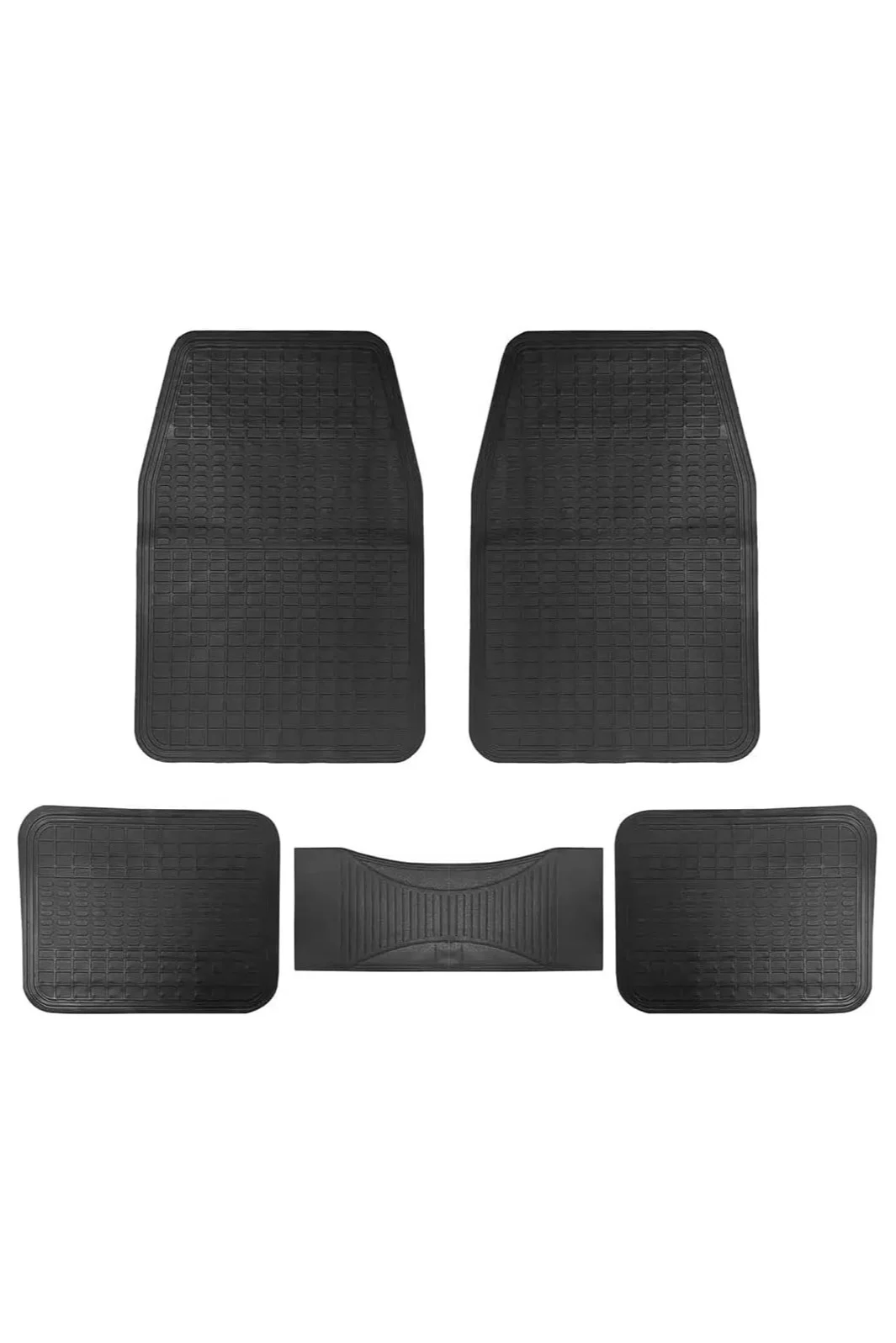 BYSON Car Floor Mats Set 5 Pieces Durable Waterproof All Weather Protection for Front and Rear Seats (Black, 5-Piece Set) 0dg1n