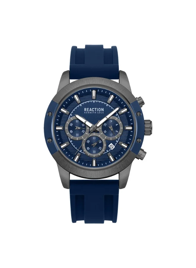 Premium Men's Chronograph Watch with Blue Dial and Silicone Strap (45mm) hu3v1