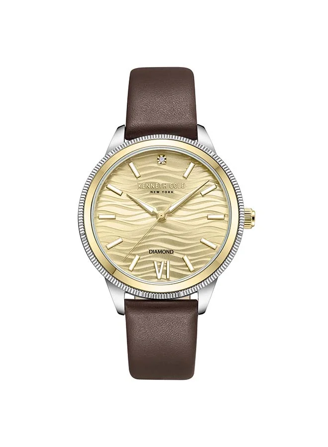 Premium Women Analog Quartz Watch with Genuine Diamond Accents (Gold Dial, 36mm) u2t3h