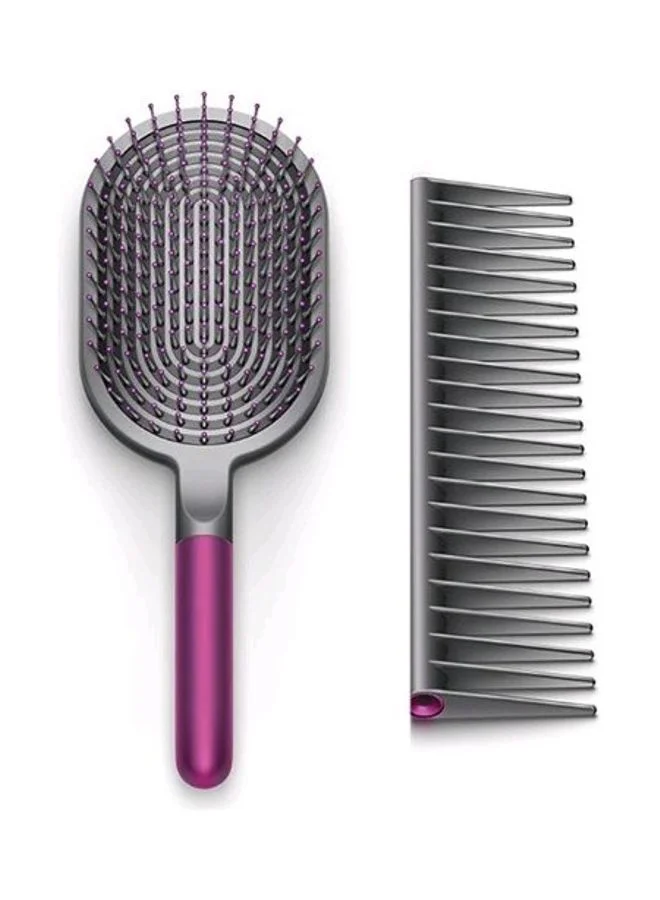 High-Speed Ionic Detangling Comb and Paddle Brush Set for Hair Styling (Fuchsia Bright Nickel, 2-Piece Set) oeclo