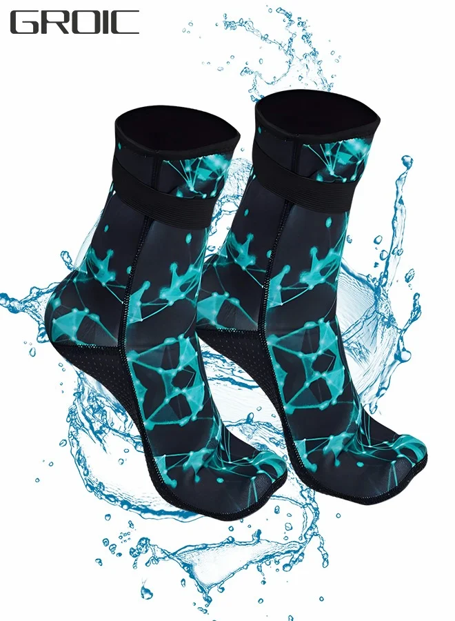 GROIC 3mm Neoprene Wetsuit Socks Thermal Anti-Slip Scuba Diving Booties for Water Sports (Black, 3mm) xwnnx