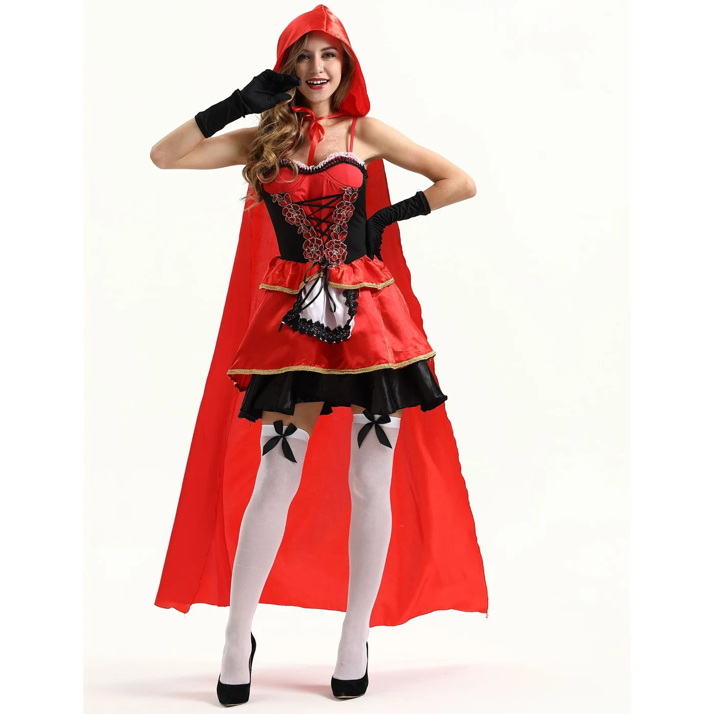 Loquat Little Red Riding Hood Cape Costume Premium Velvet Cloak for Halloween and Roleplay (Red, M) 1r8h4