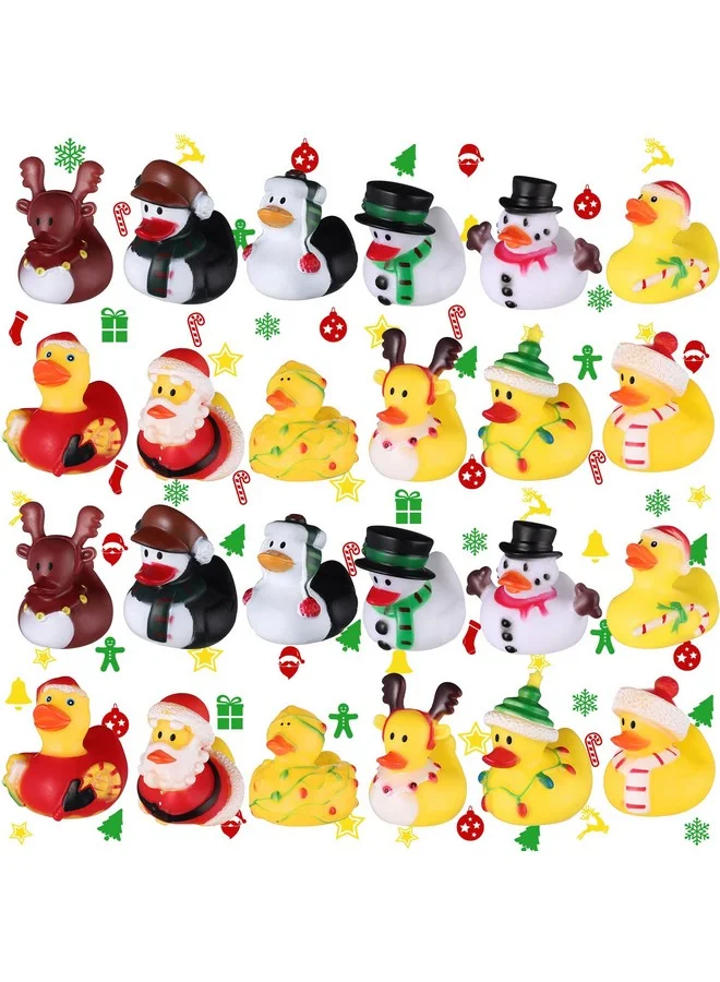 Sratte Christmas Rubber Ducks Set, Festive Holiday Party Favors and Decorative Figurines (24 Pieces) mj23n