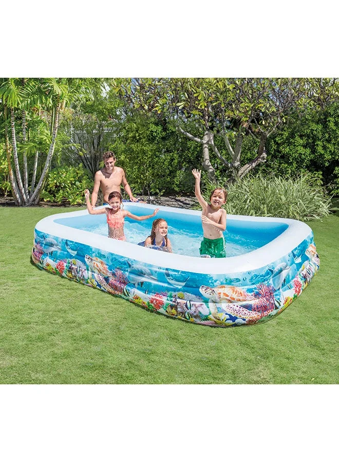 Family Inflatable Swim Center Pool Durable Vinyl Construction for Backyard Summer Fun (305 cm x 183 cm x 56 cm) waiw9