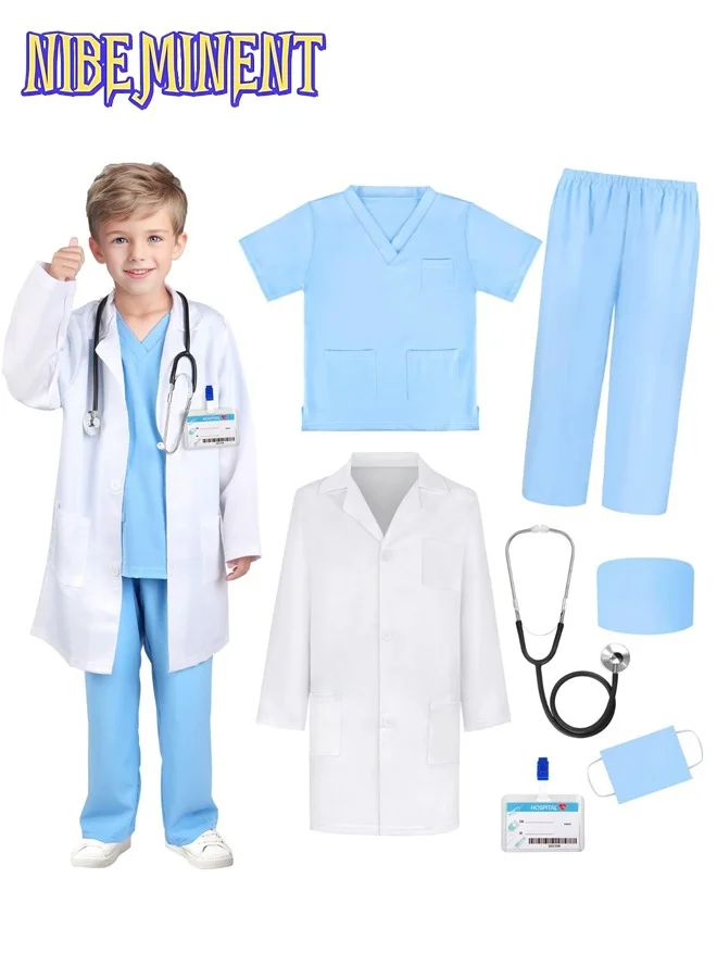 NIBEMINENT Doctor Costume Set for Kids with Lab Coat and Functional Stethoscope (3-11 Years) qzeq8