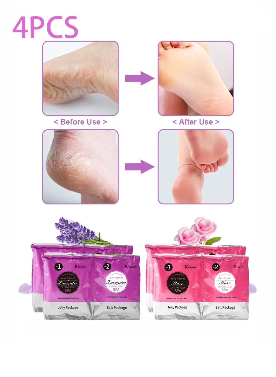 Hogan Foot Bath Salt Set with Lavender and Rose Essential Oils and Moisturizing Gel (4 Pack) 98aaz