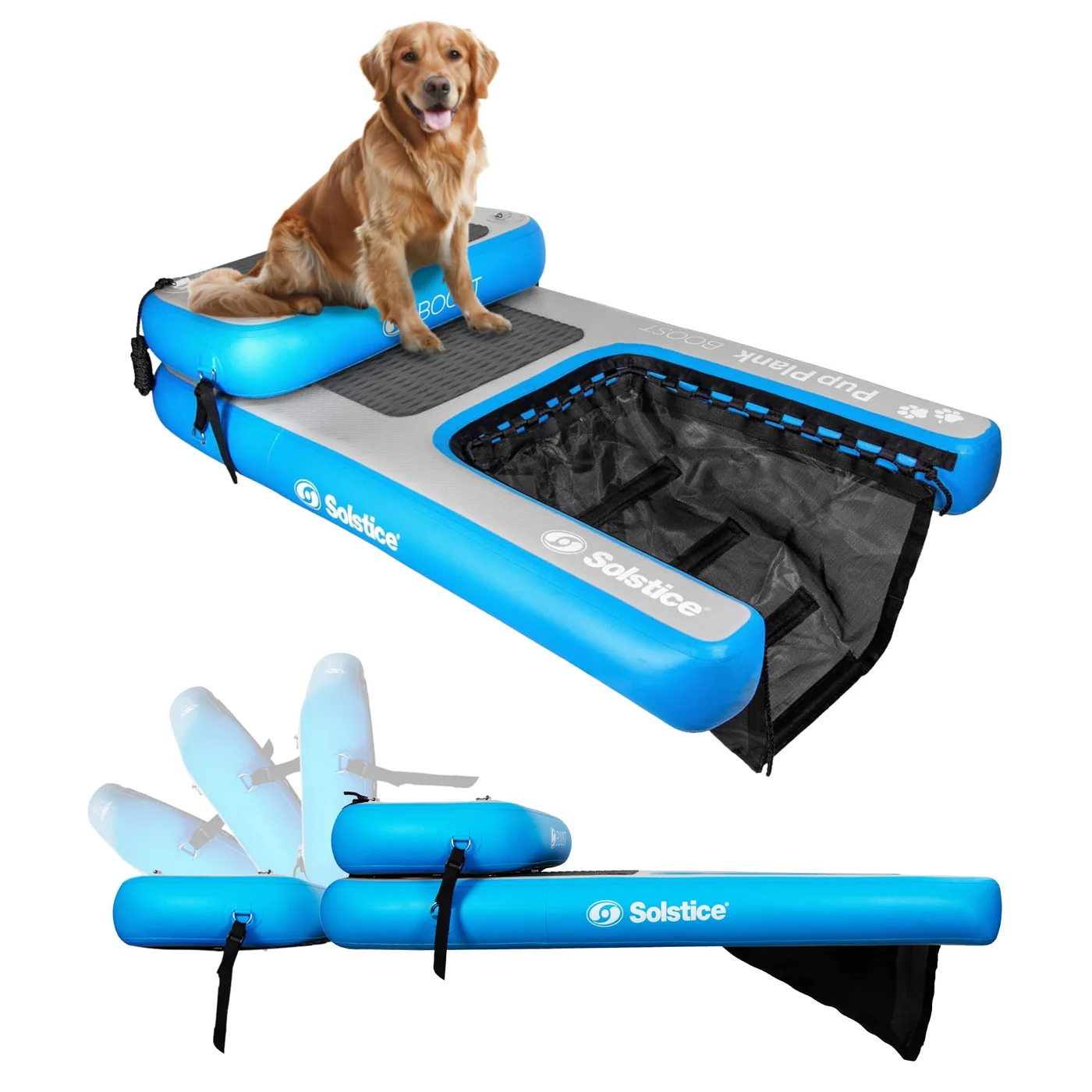Premium Inflatable Dog Water Ramp Floating Platform for Boats and Docks (220 lb Capacity, Includes Pump) 4ffbk