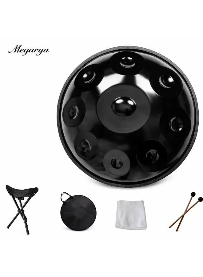 Megarya Steel Handpan Drum 9-Note Percussion Instrument with Protective Case and Stand (56 cm) oalwm