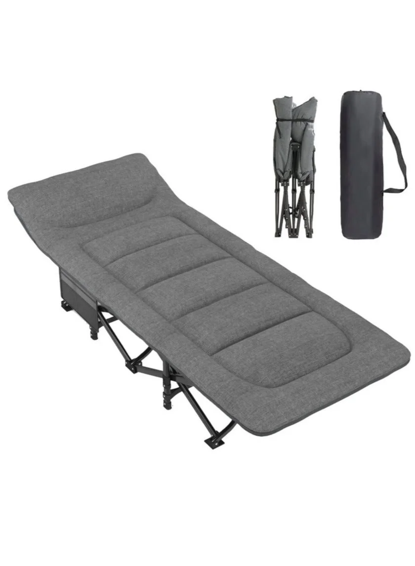 WALALLA Camping Cot with Cushion and Pillow Premium Folding Lounge Chair for Travel (Adults, 190 cm x 68 cm) d69b6