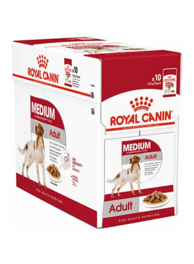 Premium Medium Adult Dog Wet Food (10 x 140g Pack) - Complete Nutritional Support for Medium Breed Dogs 7e34v