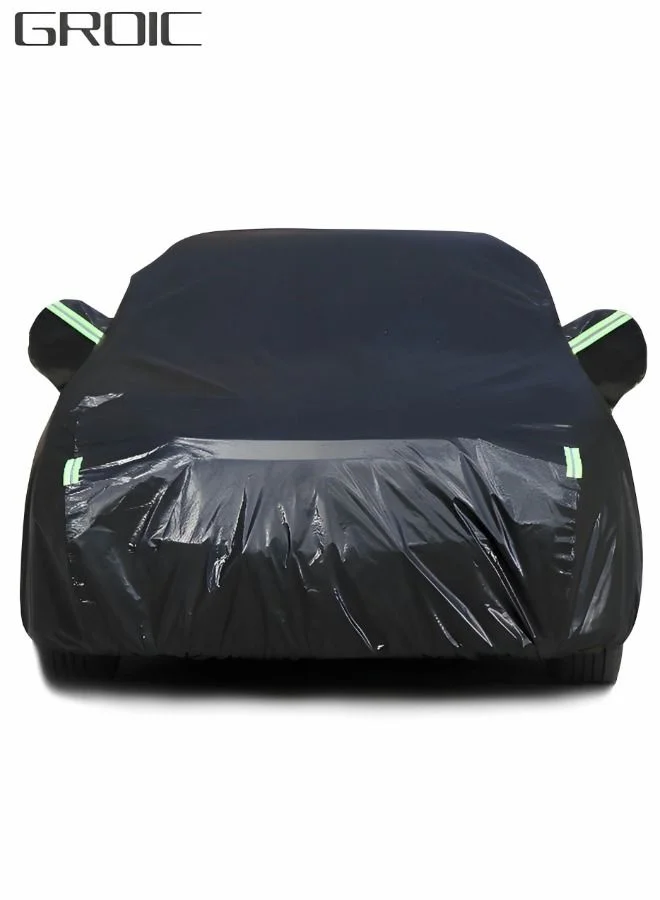 GROIC Multi-Layer Waterproof Car Cover All-Weather Protection with Zipper Door (Black, L) 66qmo