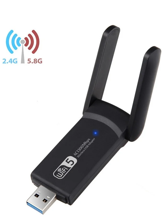 XICEN Wireless USB WiFi Adapter 1300Mbps Dual Band 5.8GHz/2.4GHz Bluetooth Dongle with 5dBi Antenna for PC Laptop (1 Unit) rsw4p