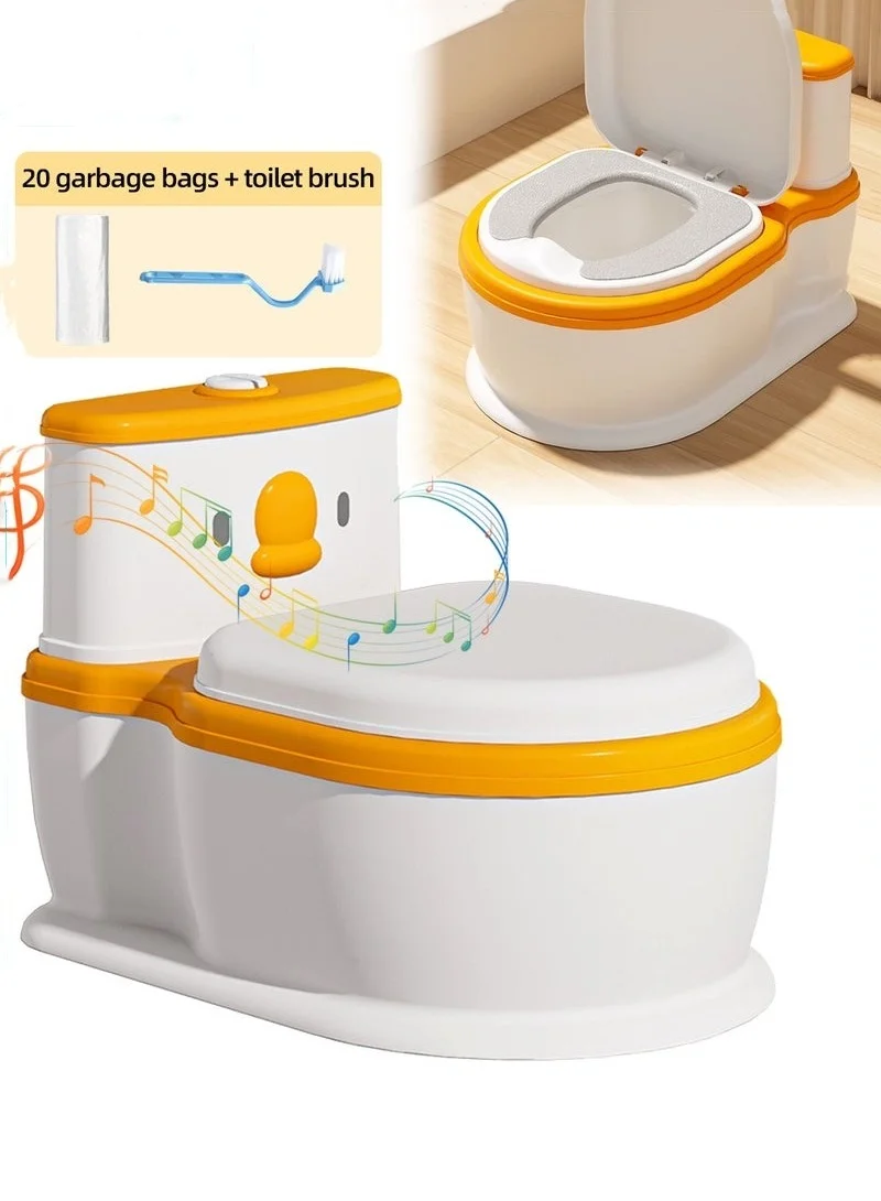 MIXDE Baby Potty Training Seat with Lid and Backrest (Realistic Toddler Toilet Training Set with Cleaning Brush and 20 Disposable Bags) 4ssrk